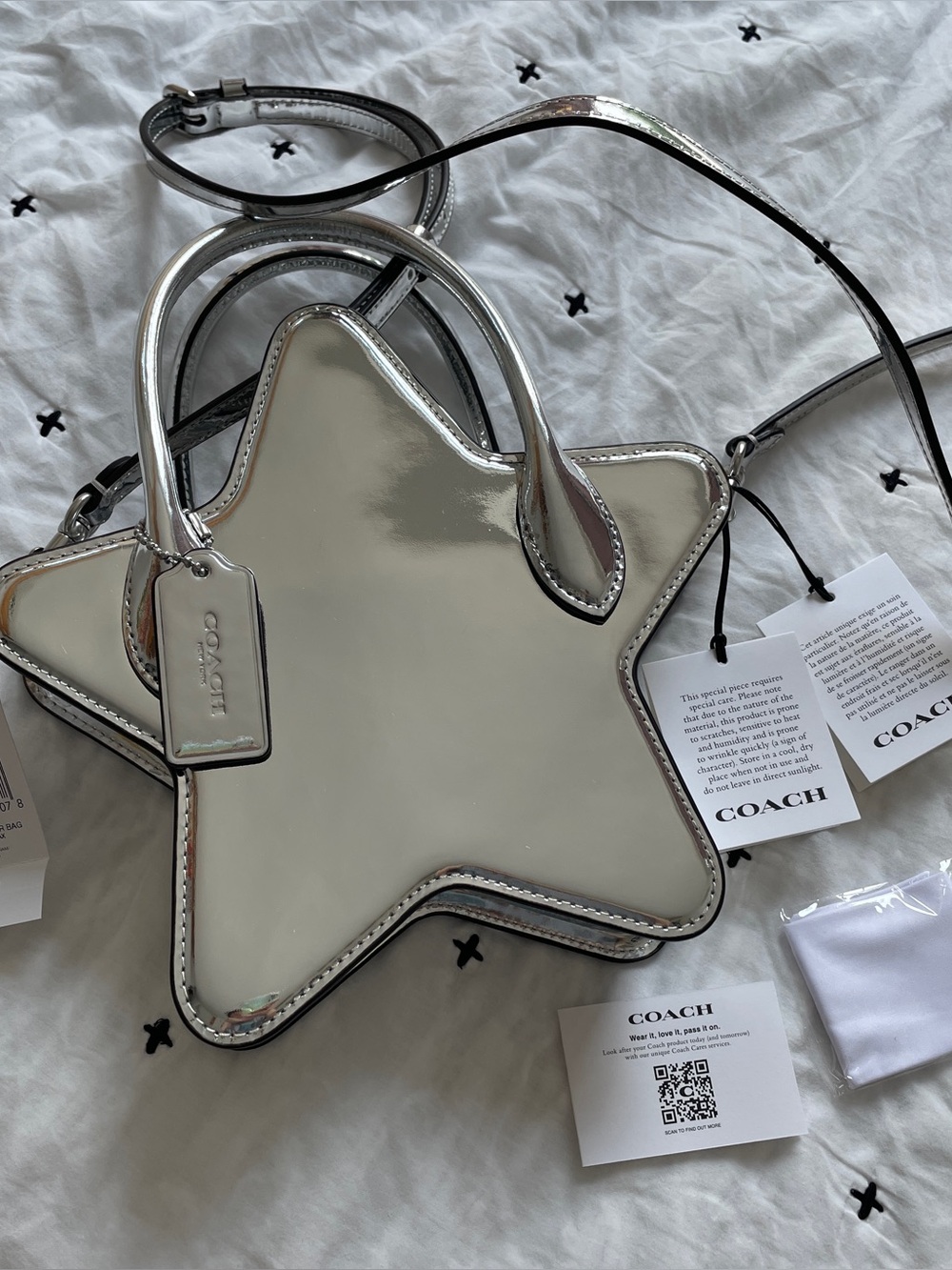 rare brand new with tags coach silver star bag